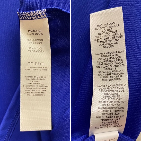 CHICO'S Microfiber Contemporary Basic Knit Nylon Stretch Tank Top Royal Blue 2/L - Picture 4 of 6